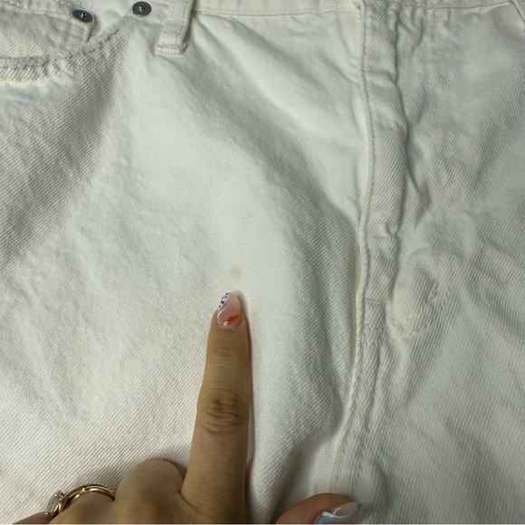 MADEWELL Relaxed Denim Distressed White 100% Cotton Summer Rigid Denim Shorts - Picture 7 of 12